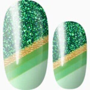 3 for 15 - LILY & FOX - QUEEN OF GREEN Nail Stickers Wrap Strips Green Glitter